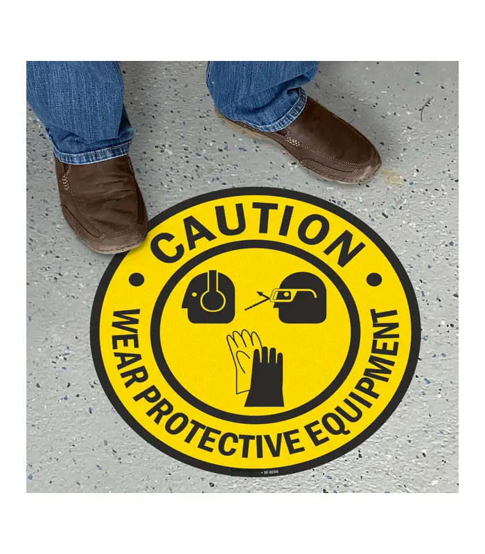 SlipSafe Floor Safety Signs - Wear Protective Equipment with Graphic