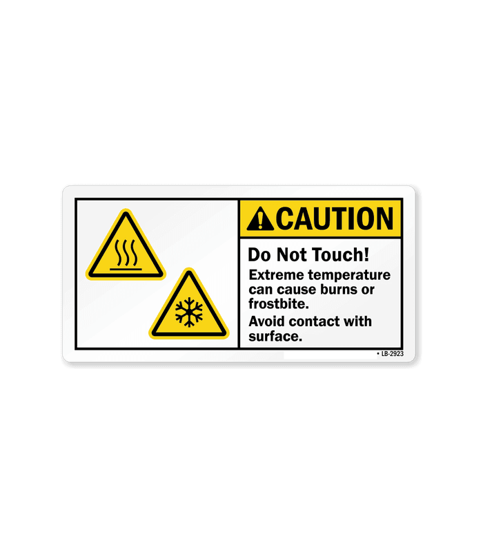 High-Temp Warning Label: Do Not Touch - Burn & Frostbite Hazard (LB-2923)
