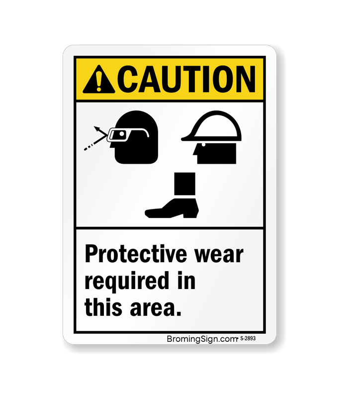 ANSI Caution Sign: Required Protective Wear - Goggles