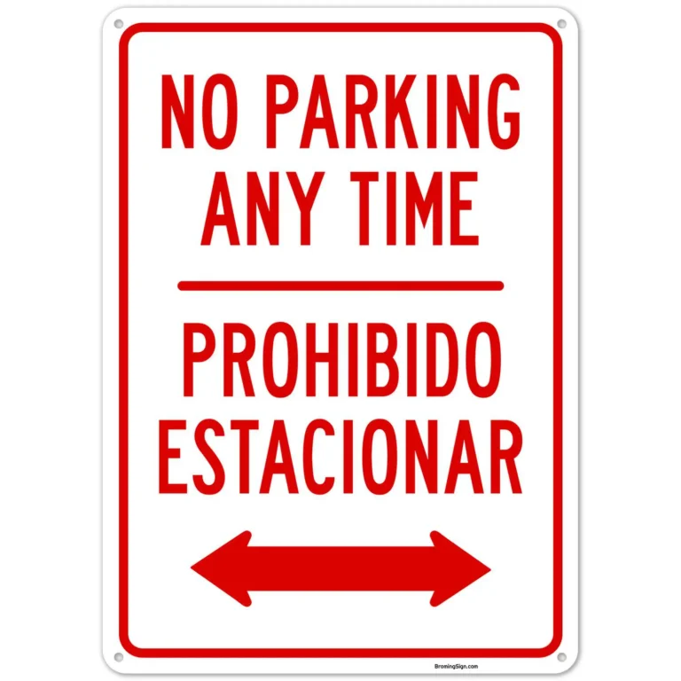 No Parking Anytime Bilingual Sign